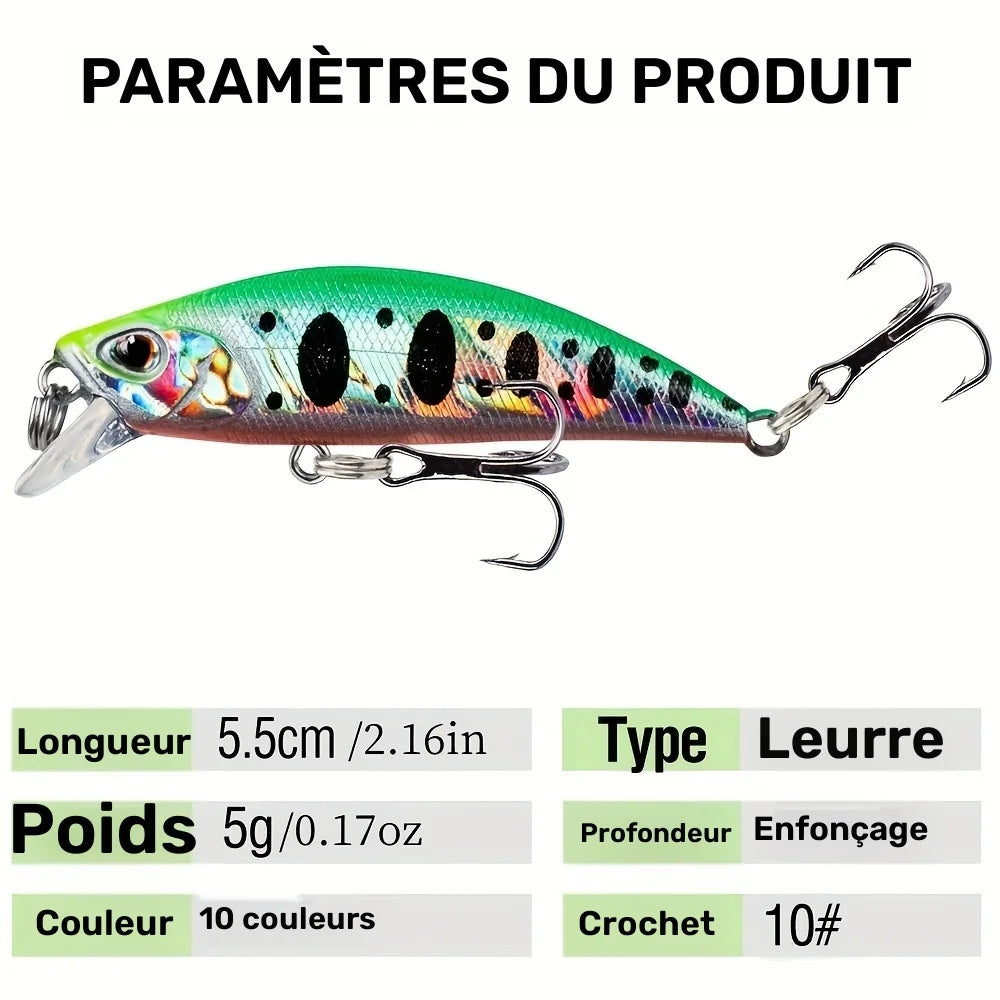 Leurres De Pêche Minnow 5,5 Cm 10 Pièces — photo 5