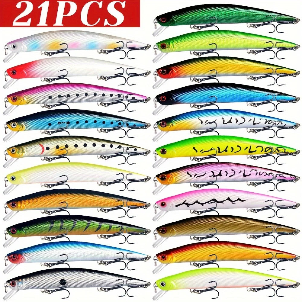 Leurres Minnow Flottants 21 Pièces en ABS