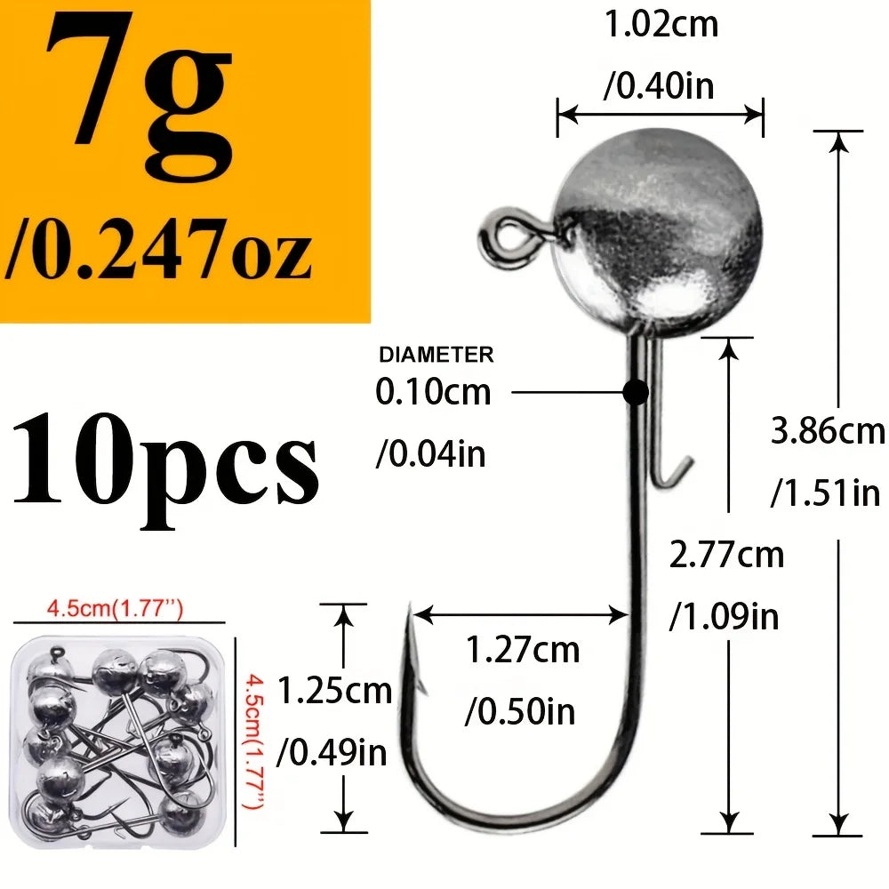 Lot de 10 Hameçons Jig Tête Ronde à Longue Tige — 7 g 10 Pièces, photo 7
