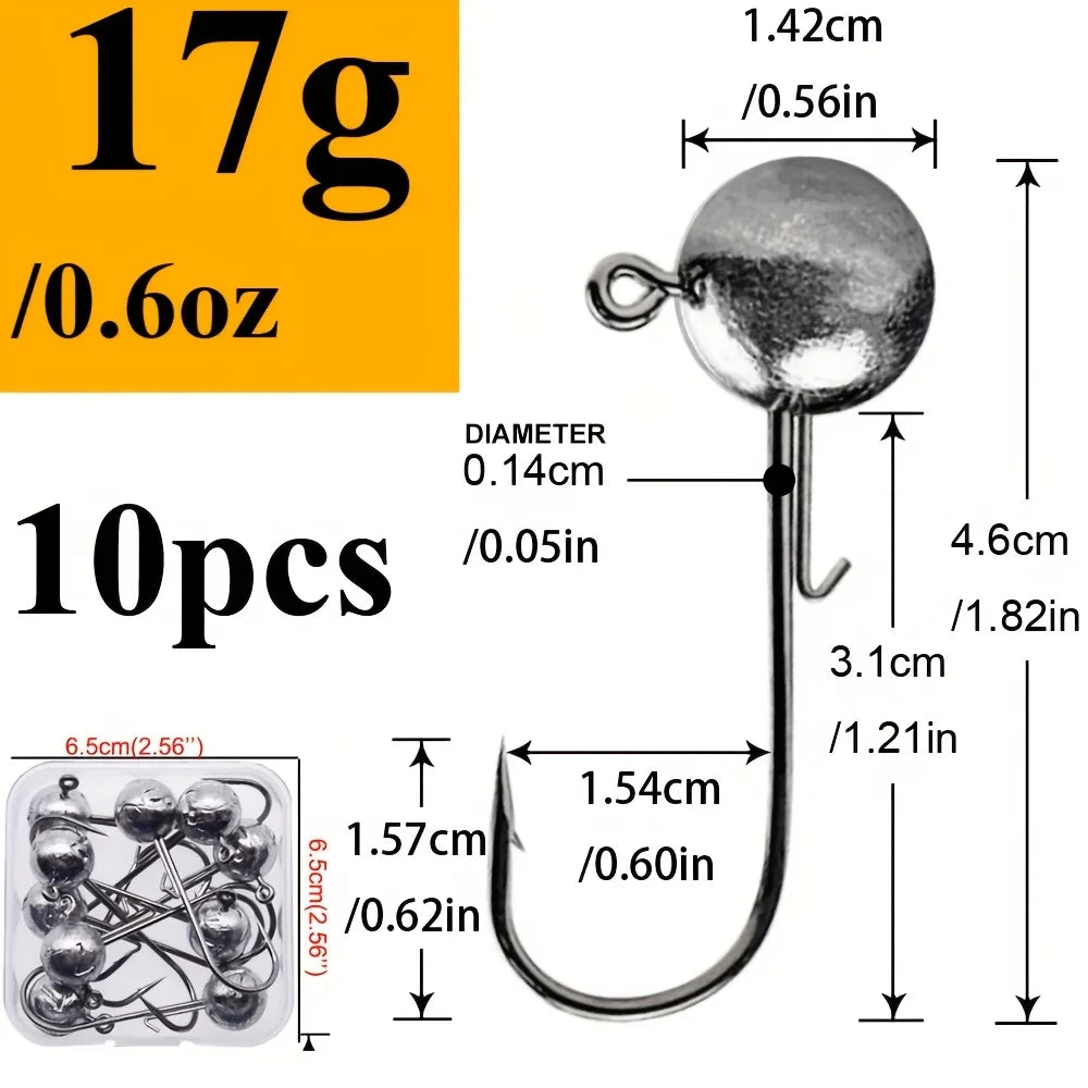 Lot de 10 Hameçons Jig Tête Ronde à Longue Tige — 17 g 10 Pièces, photo 9