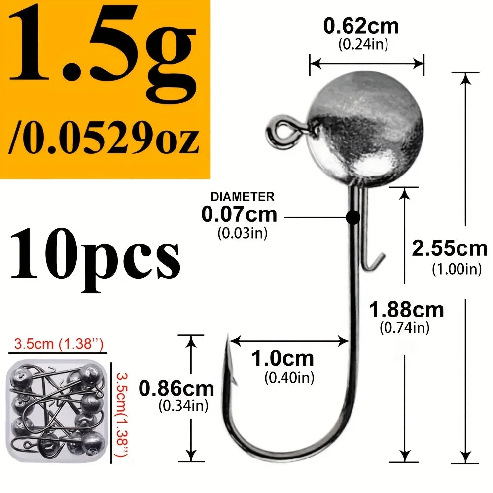 Lot de 10 Hameçons Jig Tête Ronde à Longue Tige — 1,5 g 10 Pièces, photo 12