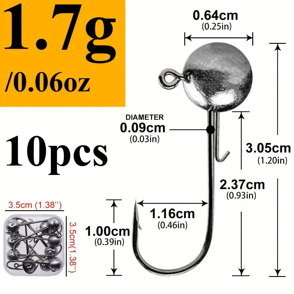 Lot de 10 Hameçons Jig Tête Ronde à Longue Tige — 1,7 g 10 Pièces, photo 13