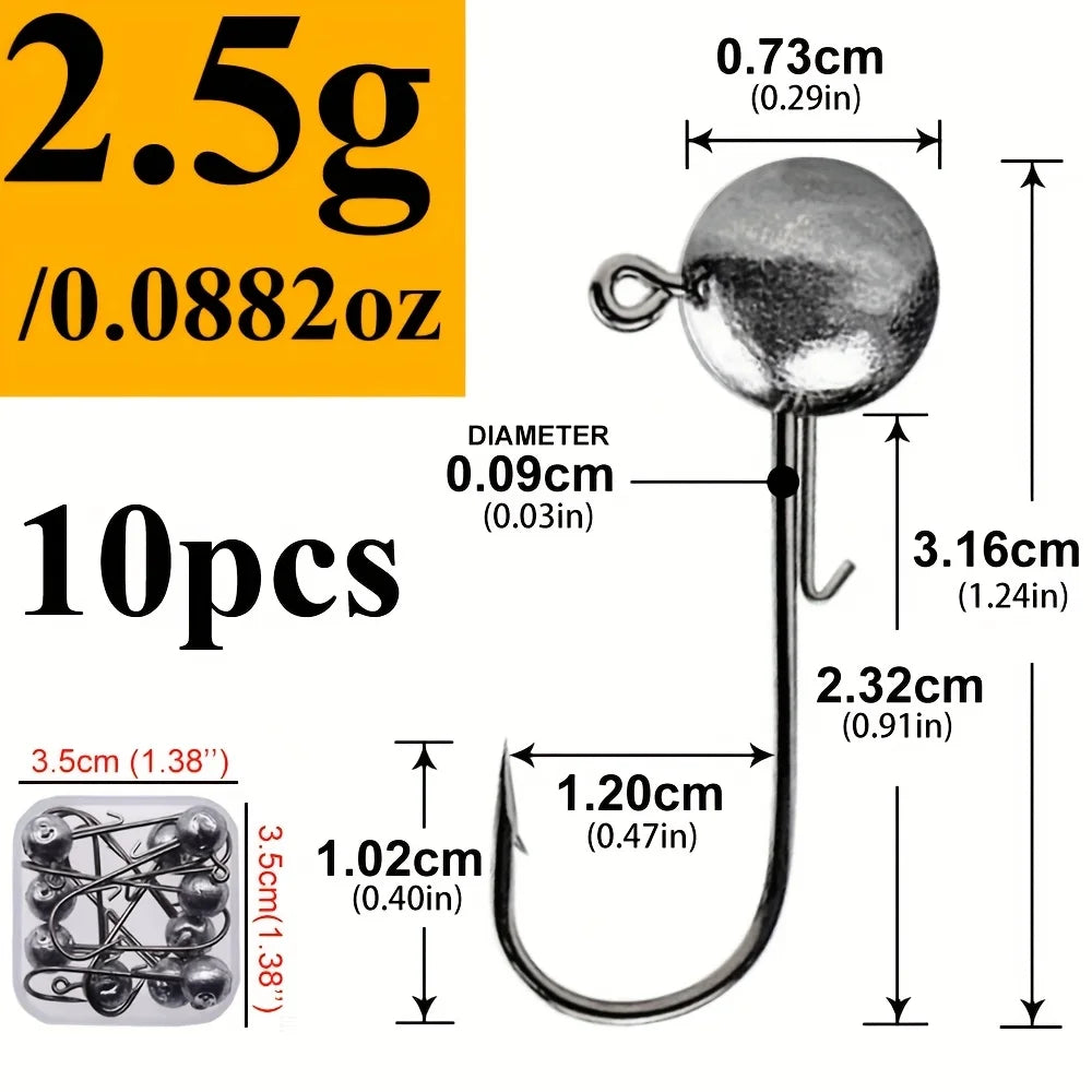 Lot de 10 Hameçons Jig Tête Ronde à Longue Tige — 2,5 g 10 Pièces, photo 14