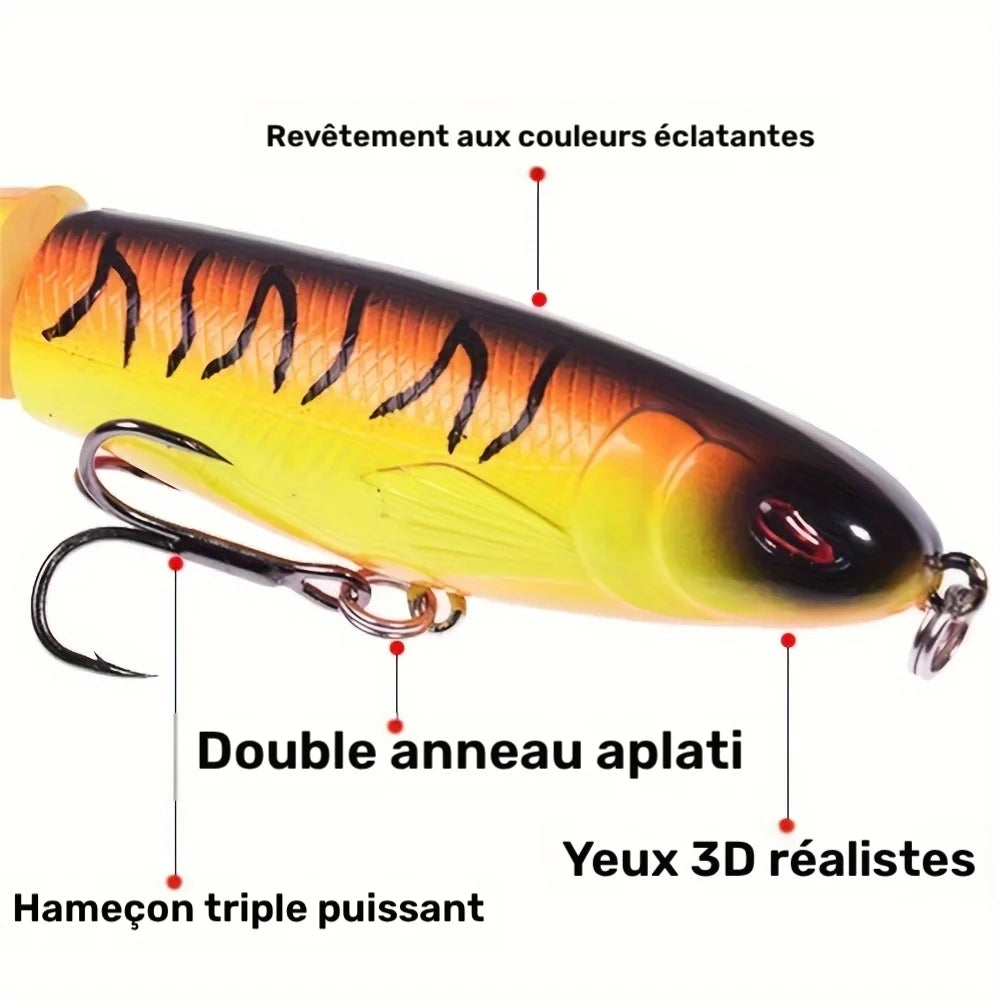 Lot De 10 Leurres De Pêche Popper À Queue Rotative — photo 5