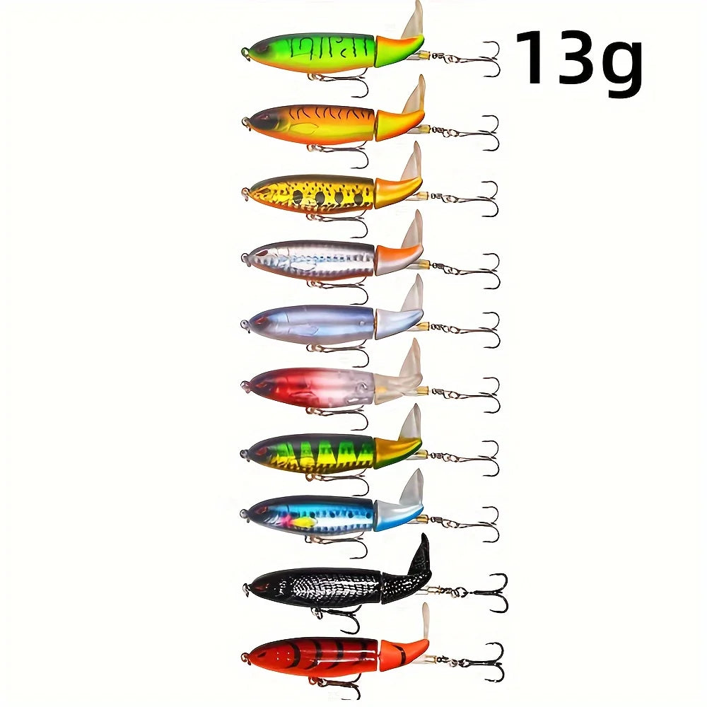 Lot De 10 Leurres De Pêche Popper À Queue Rotative — photo 11