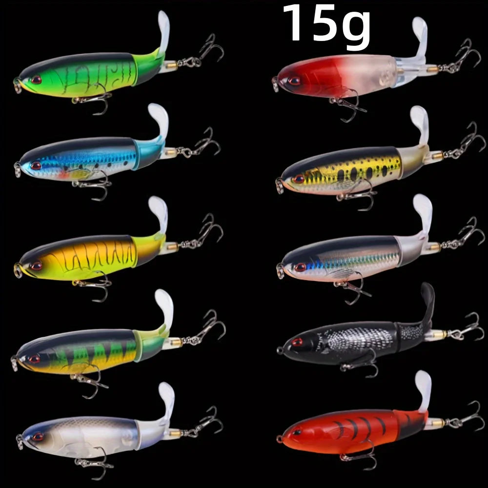 Lot De 10 Leurres De Pêche Popper À Queue Rotative — photo 12