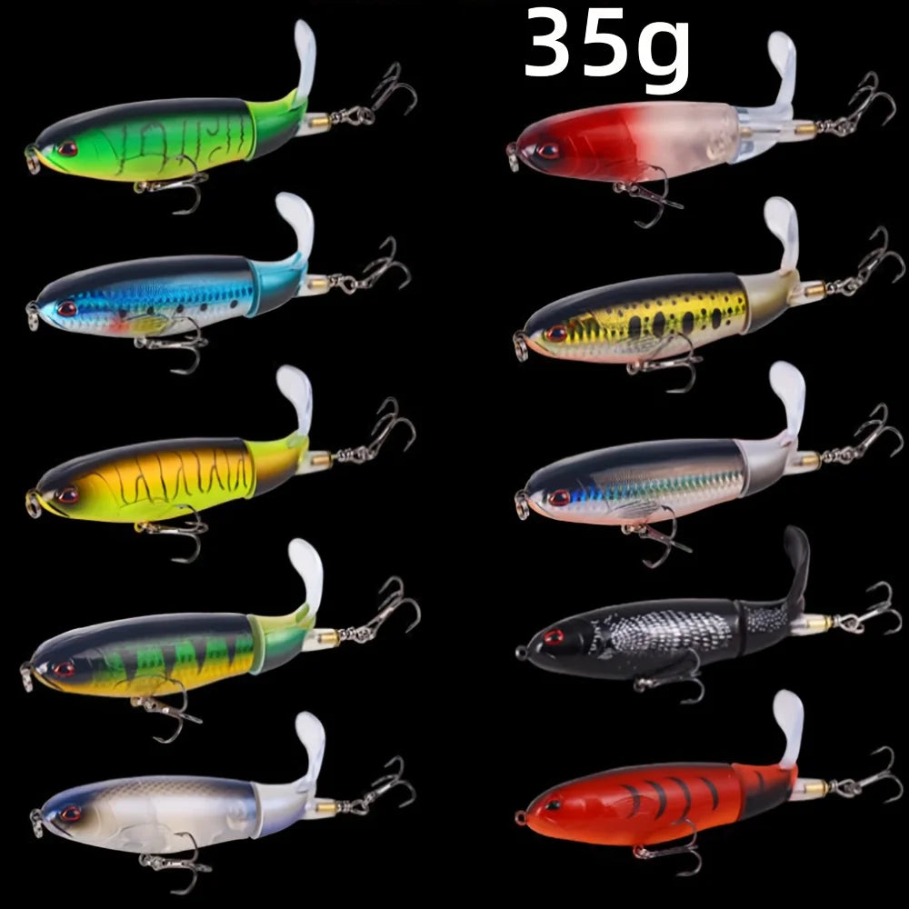 Lot De 10 Leurres De Pêche Popper À Queue Rotative — photo 13