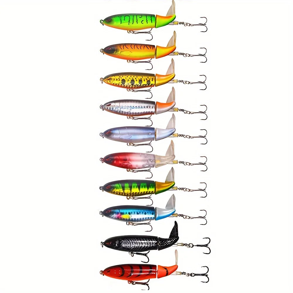 Lot De 10 Leurres De Pêche Popper À Queue Rotative — illustration 1 Image