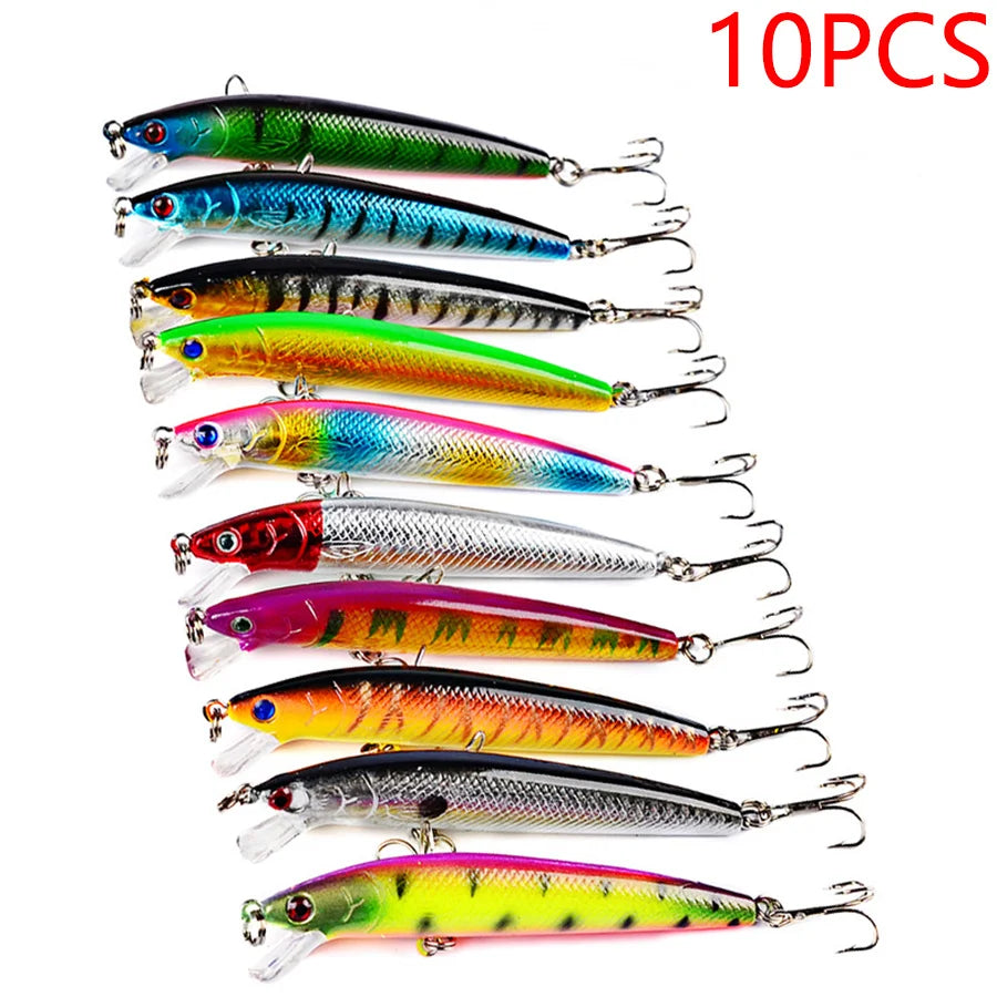 Lot De 10 Leurres Durs Flottants Pour Pêche