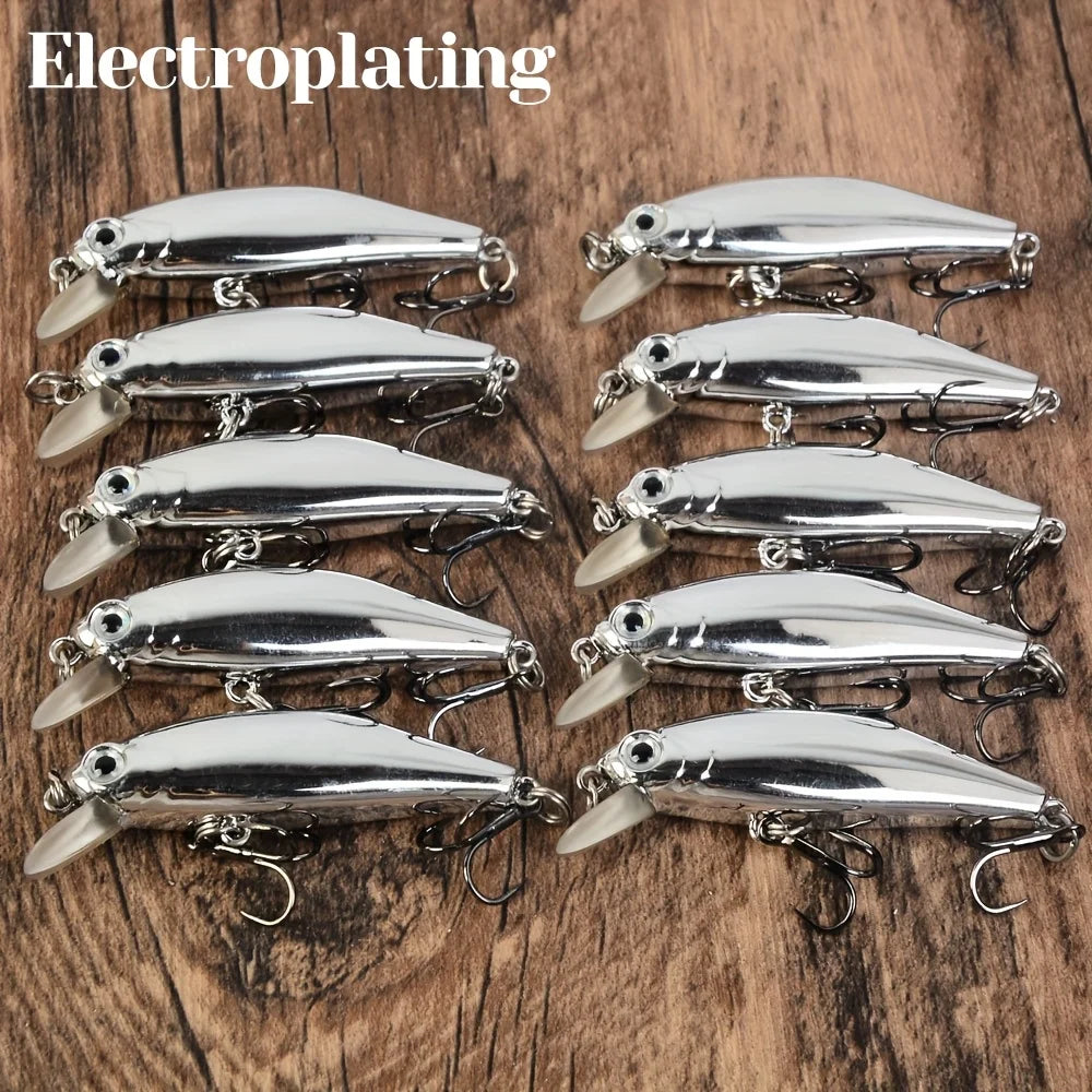 Lot De 10 Leurres Minnow Plongeants Électroplaqués