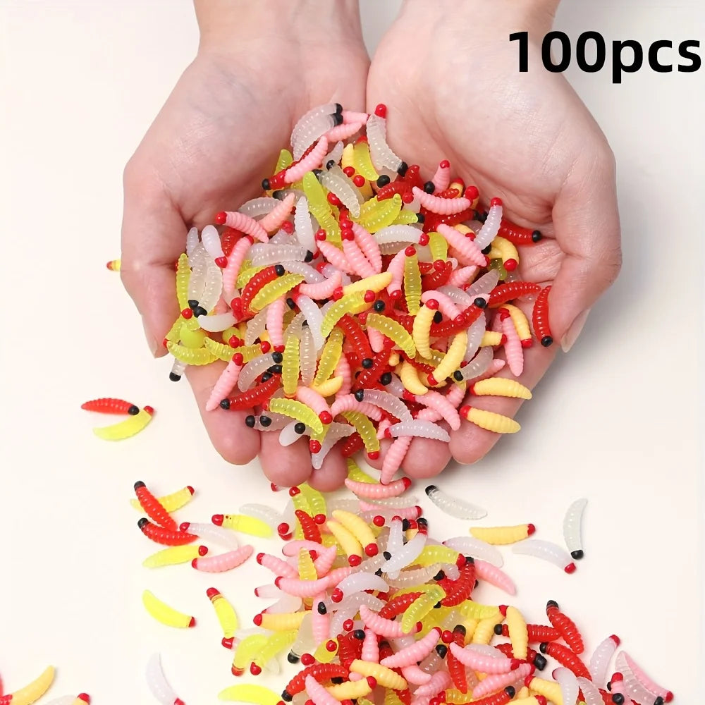 Lot De 100 Leurres Souples Vermiformes À Tête Rouge — Mix Couleurs 100 Pièces, photo 7