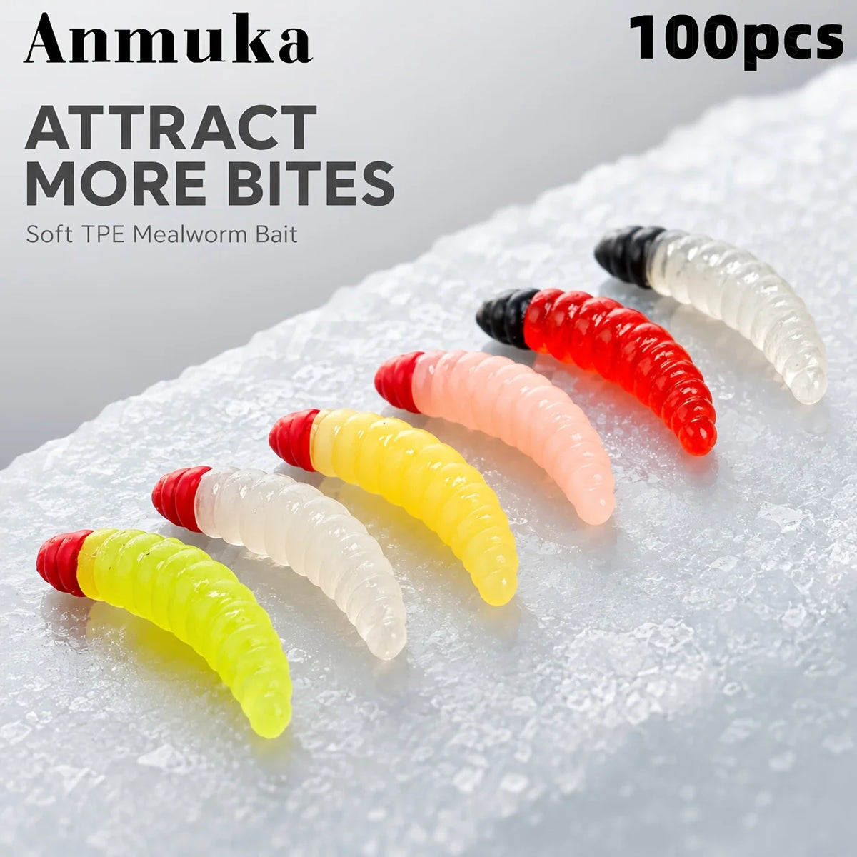 Lot De 100 Leurres Souples Vermiformes À Tête Rouge — photo 8