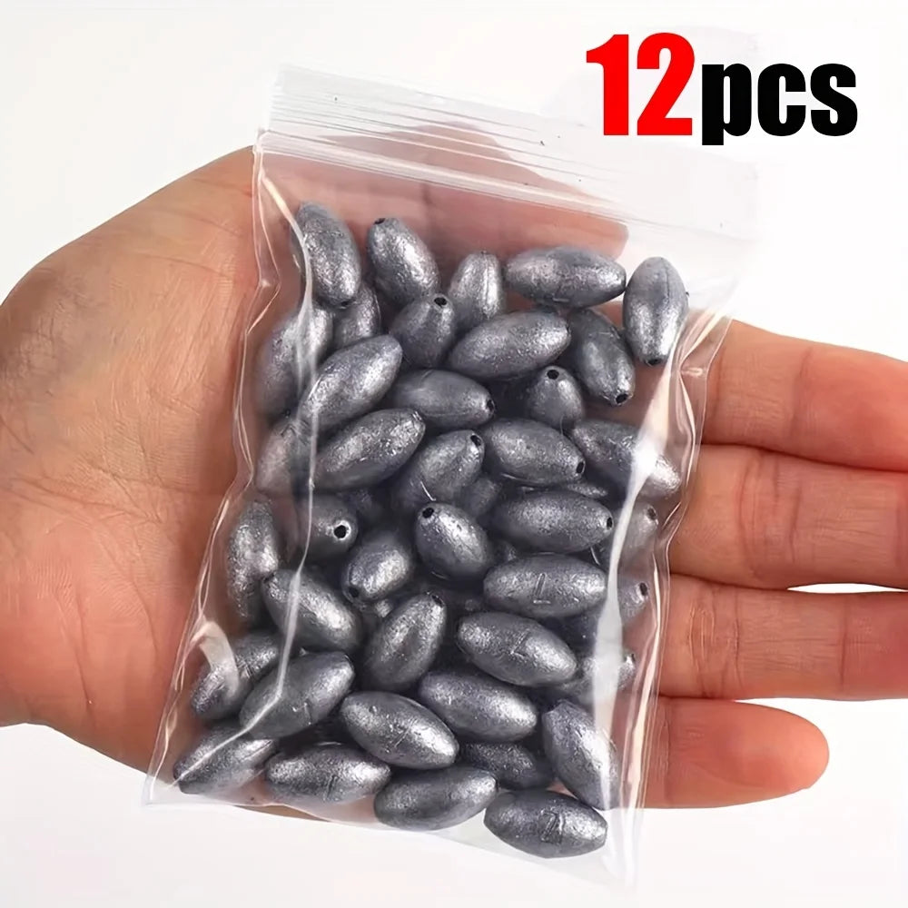 Lot de 12 Plombs Olives Argentés pour Pêche