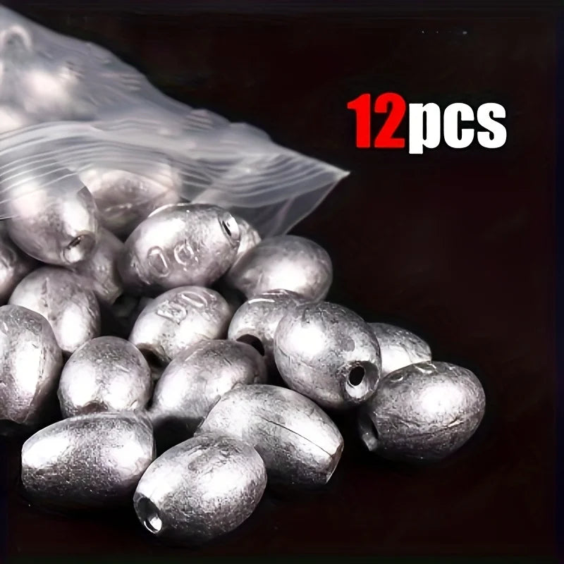 Lot de 12 Plombs Olives Argentés pour Pêche — illustration 2 Image