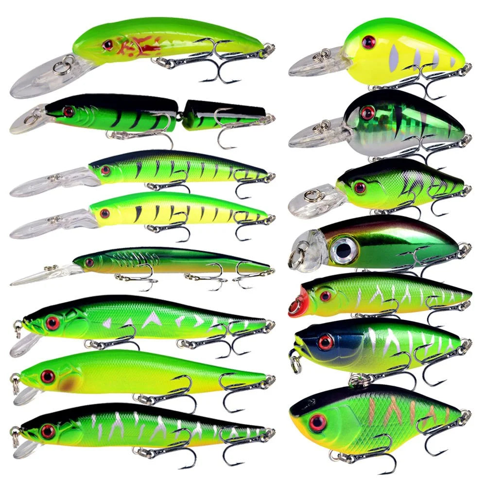 Lot de 15 Leurres Durs Minnow Crankbait VIB