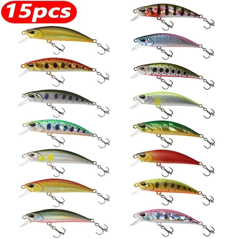 Lot De 15 Leurres Mini Minnow Coulants Pour Pêche