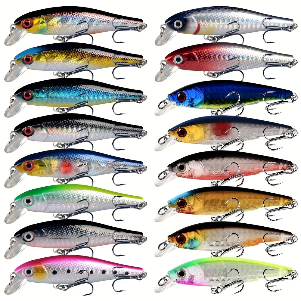 Lot De 16 Leurres Flottants Pour Brochet Et Achigan