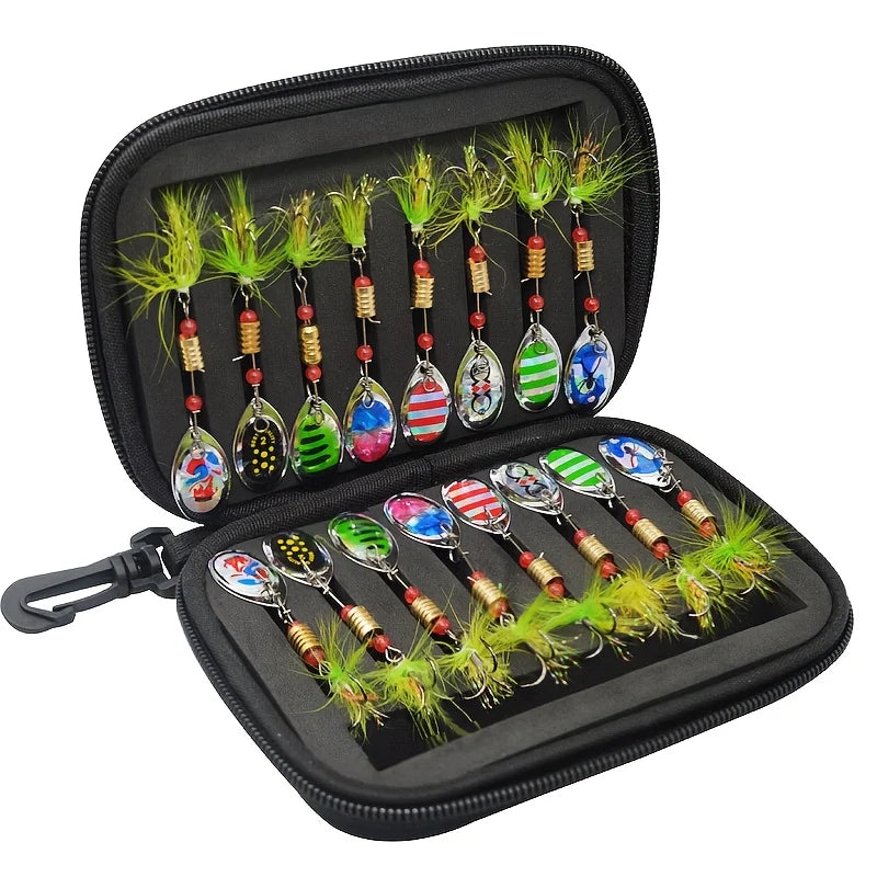 Lot De 16 Leurres Rotatifs En Acier Inoxydable