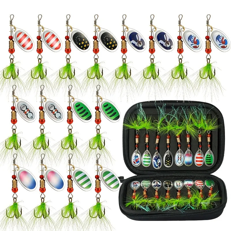 Lot De 16 Leurres Rotatifs En Acier Inoxydable — Style A 16 Pièces/Boîte, photo 10