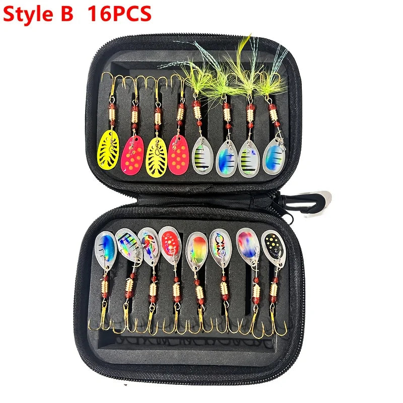 Lot De 16 Leurres Rotatifs En Acier Inoxydable — Style B 16 Pièces/Boîte, photo 11