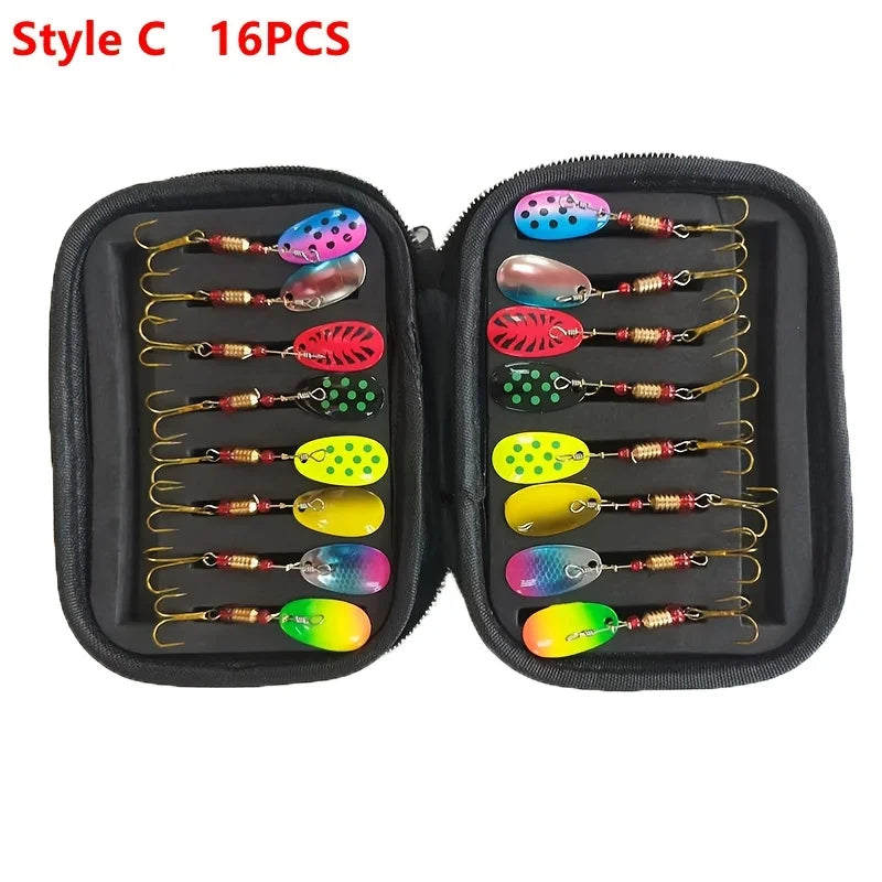 Lot De 16 Leurres Rotatifs En Acier Inoxydable — Style C 16 Pièces/Boîte, photo 12
