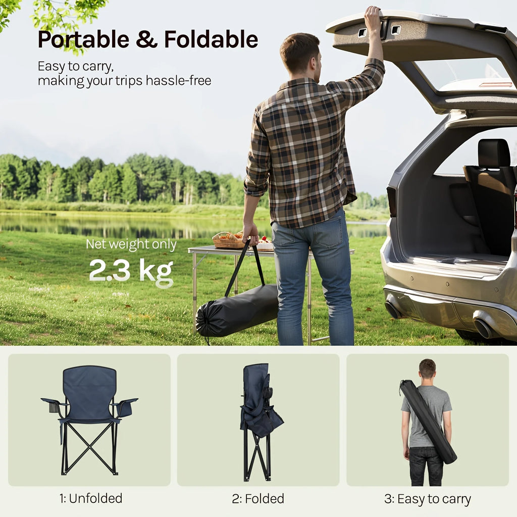 Lot De 2 Chaises De Camping Pliantes Hautes