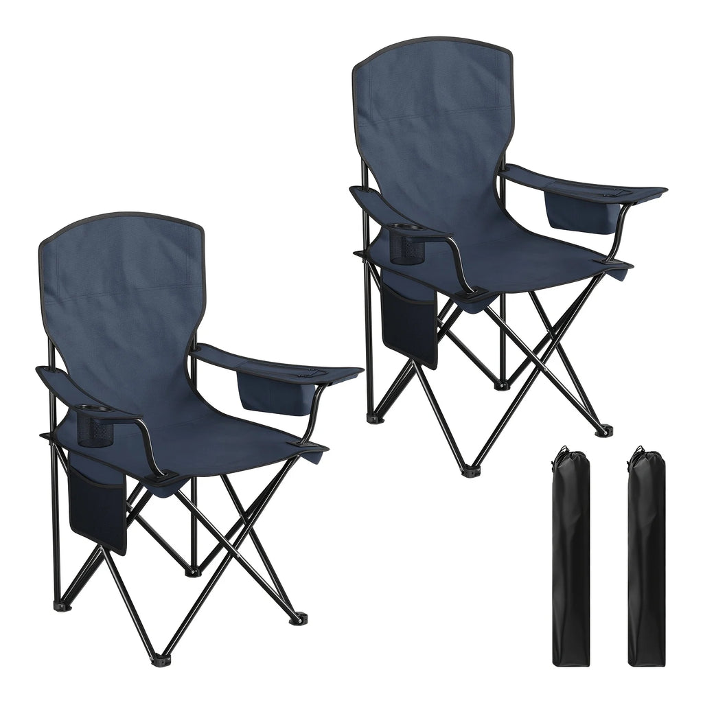 Lot De 2 Chaises De Camping Pliantes Hautes — Bleu Marine 2 Pièces, photo 8