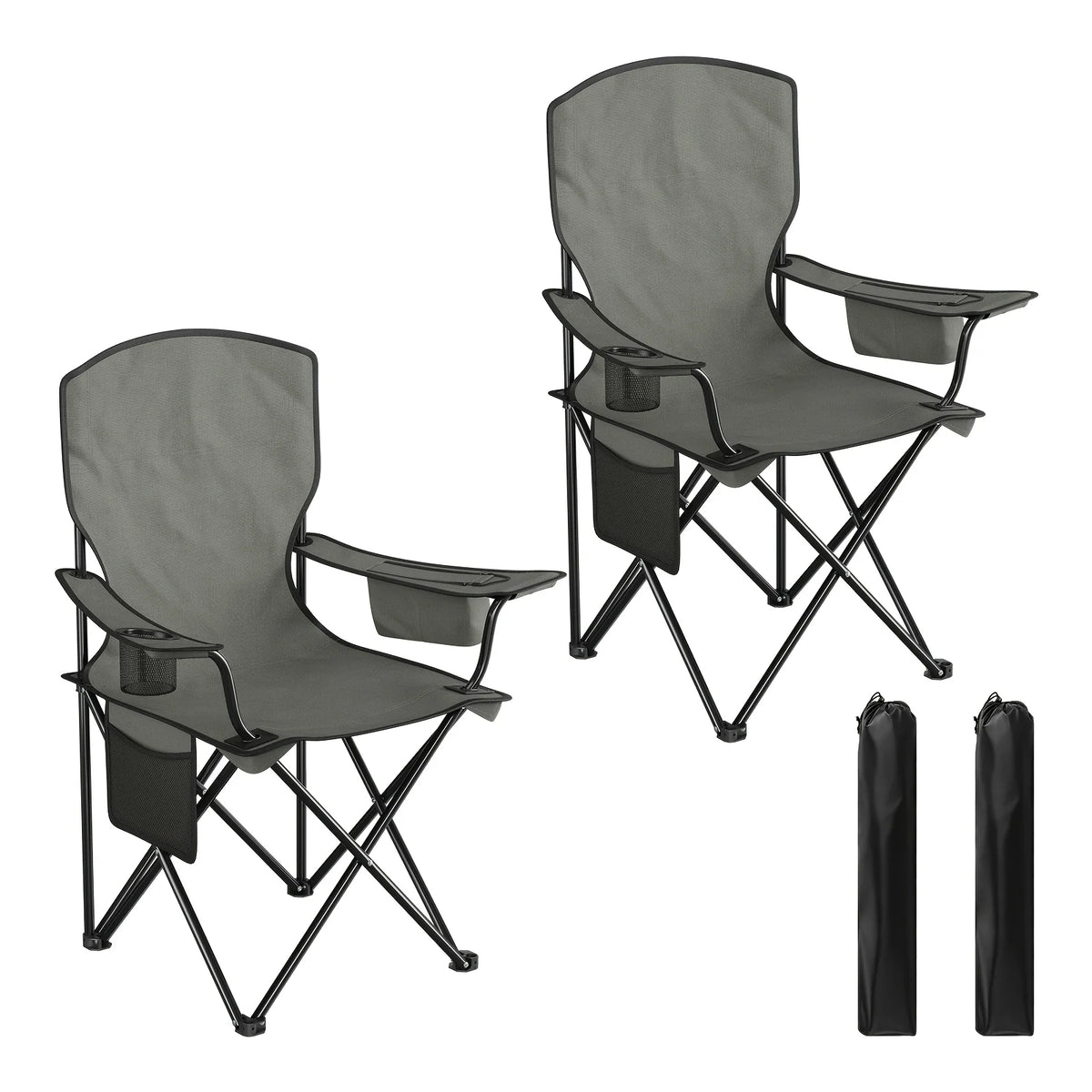 Lot De 2 Chaises De Camping Pliantes Hautes — Gris Foncé 2 Pièces, photo 9