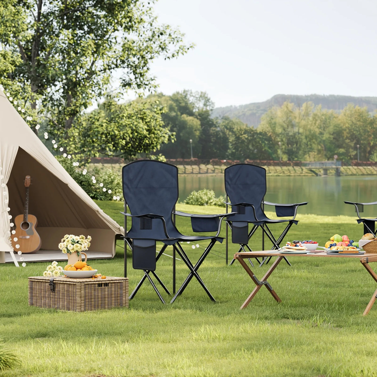 Lot De 2 Chaises De Camping Pliantes Hautes — illustration 1 Image
