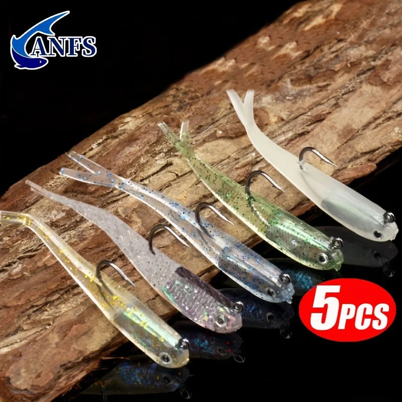 Lot De 5 Leurres De Pêche Souples Avec Hameçons — photo 2