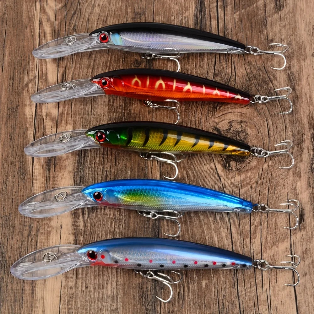 Lot De 5 Leurres De Surface Minnows 17 Cm