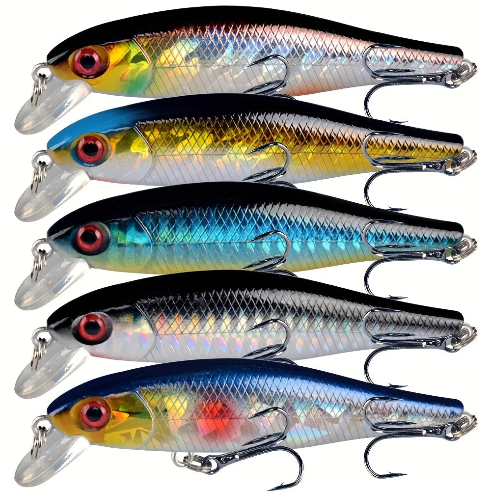 Lot De 5 Leurres Flottants Minnow 8,5 Cm 9 G