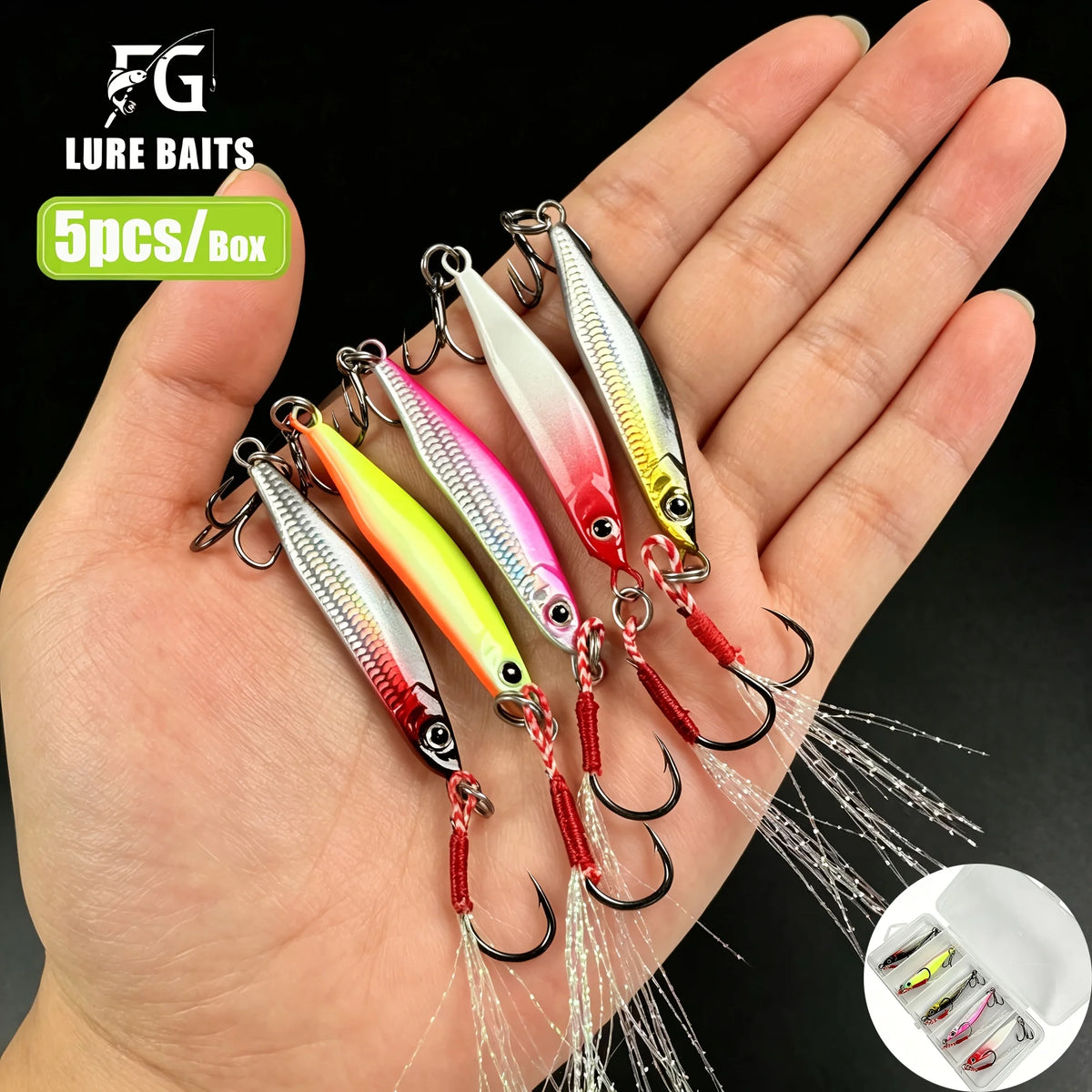 Lot De 5 Leurres Poissons-Plomb À Double Hameçon