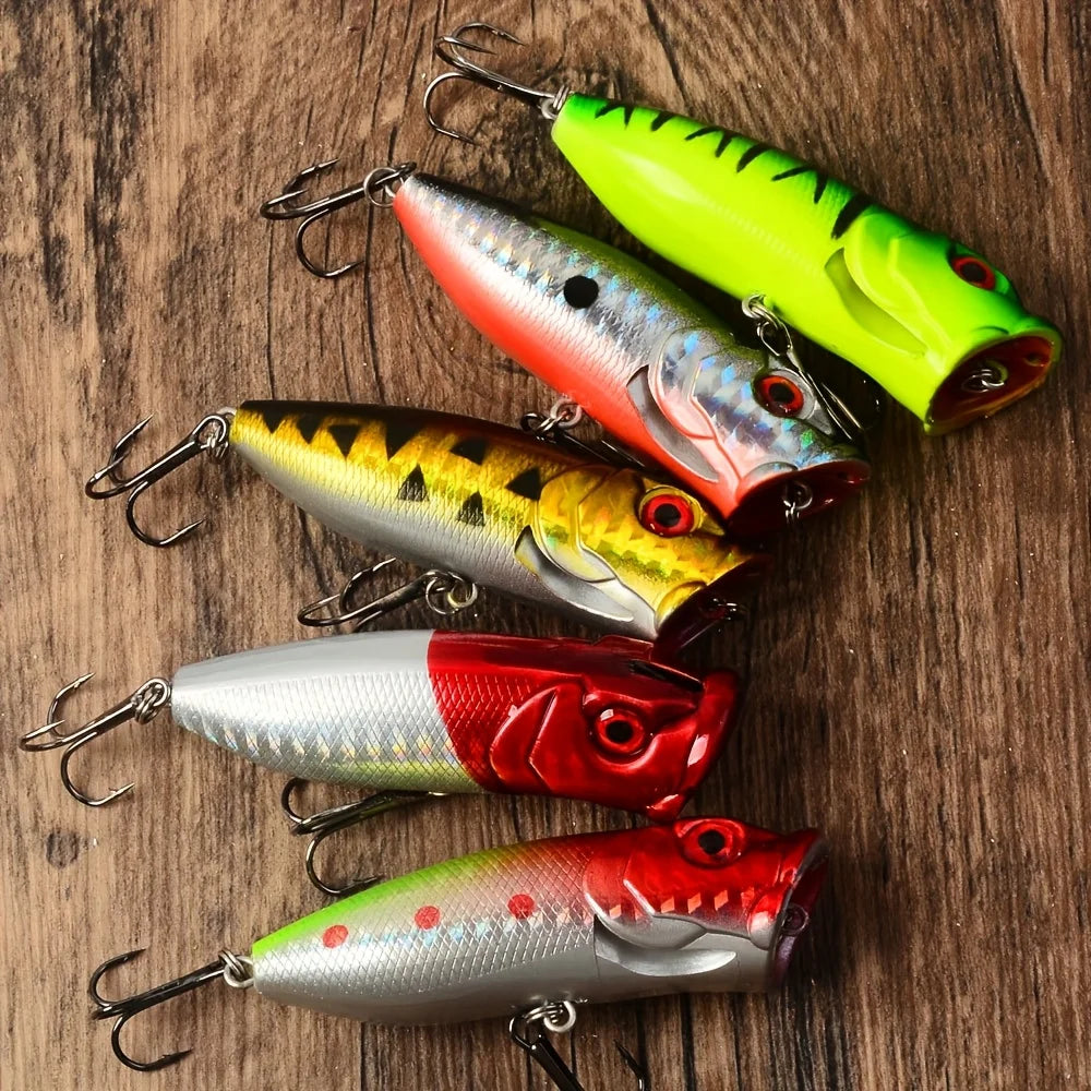 Lot De 5 Leurres Popper Flottants 6,5 Cm — photo 2