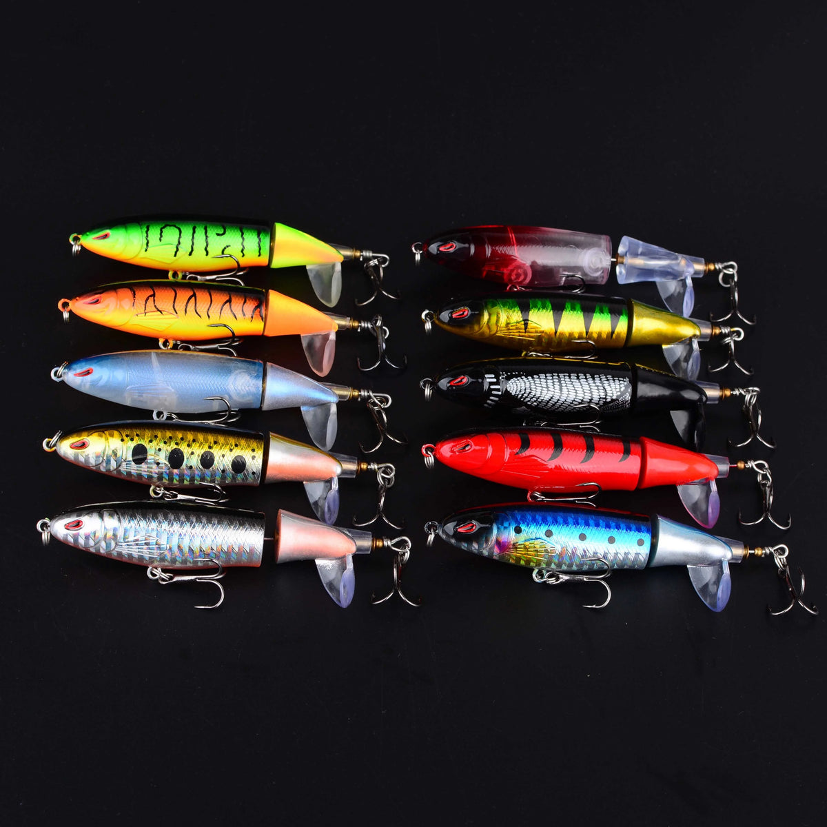 Lot De 5 Leurres Popper Topwater À Hélice