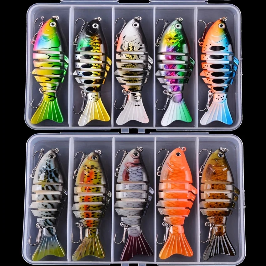 Lot de 5 Leurres Souples Multi-Sections pour Brochet