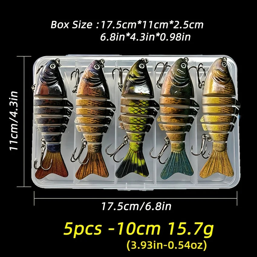 Lot de 5 Leurres Souples Multi-Sections pour Brochet — Motif C 5 Pièces Avec Boîte, photo 11