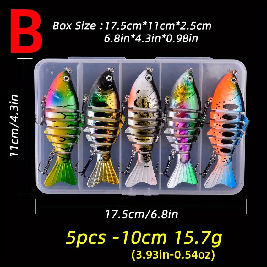 Lot de 5 Leurres Souples Multi-Sections pour Brochet — Motif B 5 Pièces Avec Boîte, photo 13