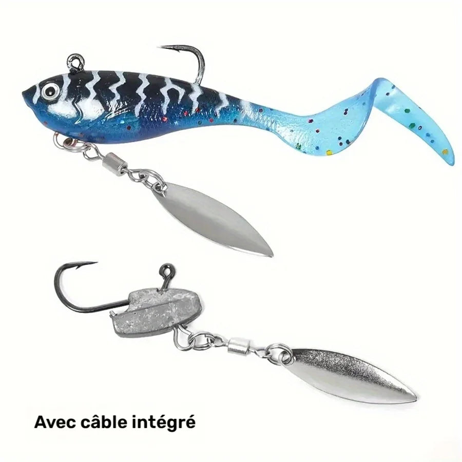 Lot De 5 Leurres Souples Pré-Assemblés Avec Spinner — photo 6