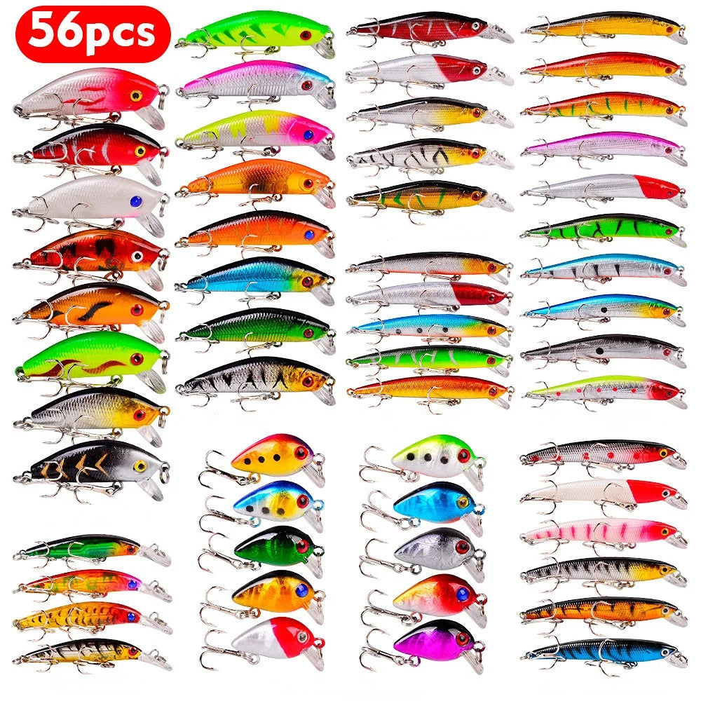 Lot De 56 Leurres De Pêche Mixtes