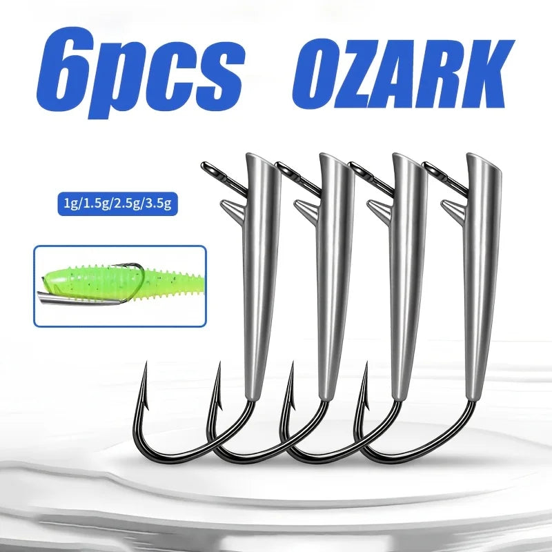 Lot De 6 Hameçons Jig À Tête Plombée Pour Pêche