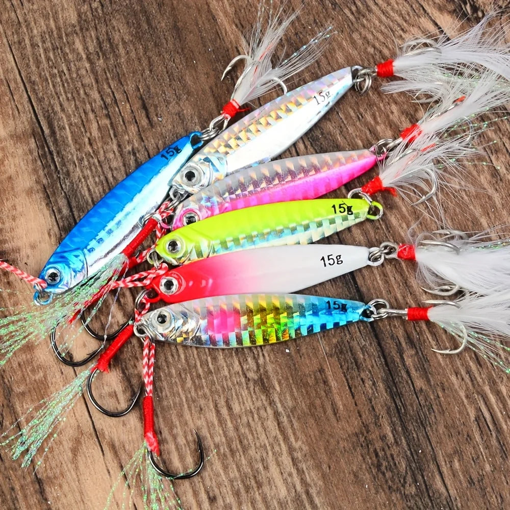 Lot De 6 Leurres De Pêche Cuillères Pour Jigging