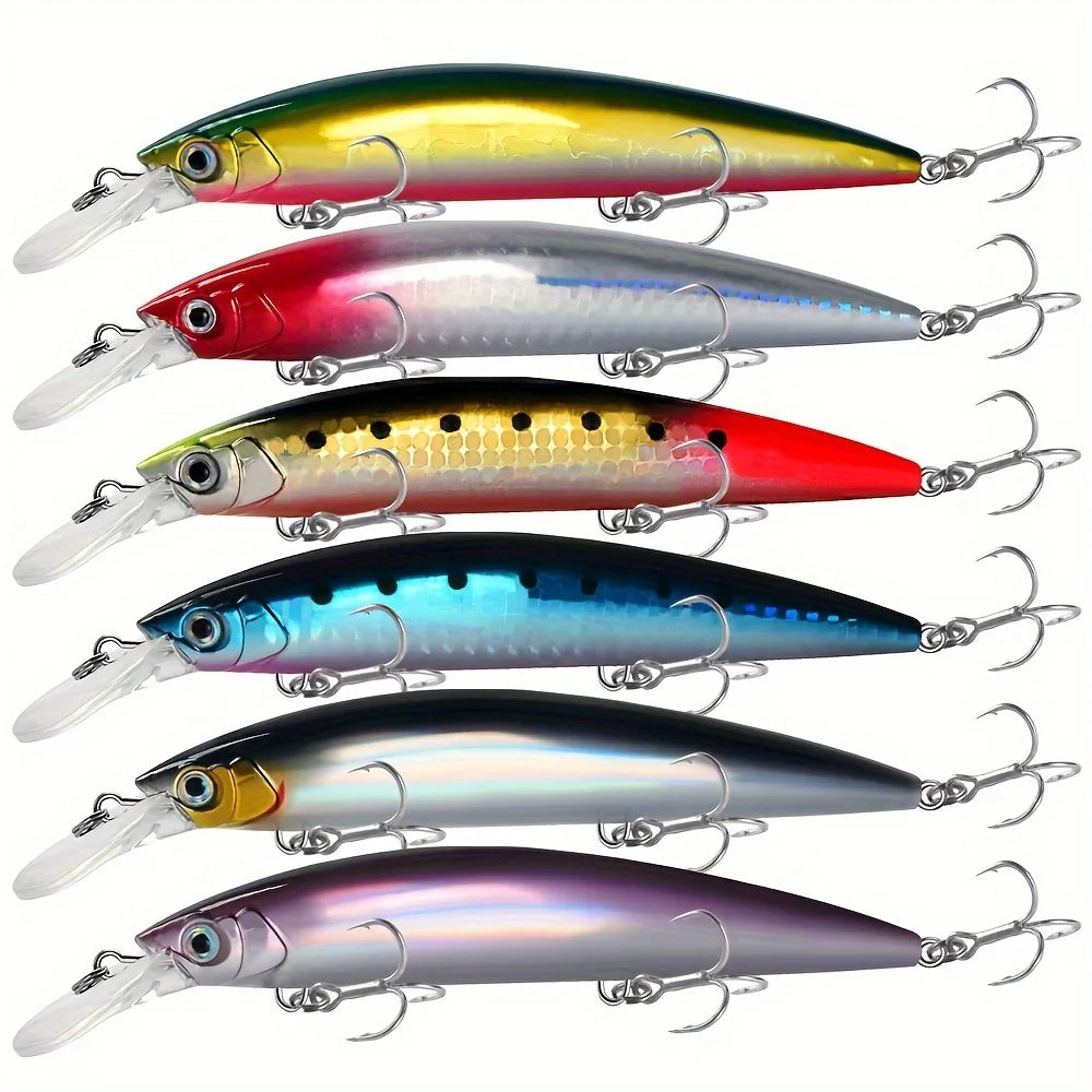 Lot de 6 Leurres Minnow Coulants pour Pêche
