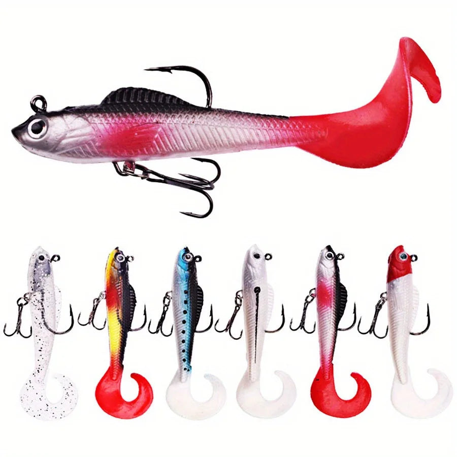 Lot De 6 Leurres Souples En Silicone Pour Pêche Au Bar