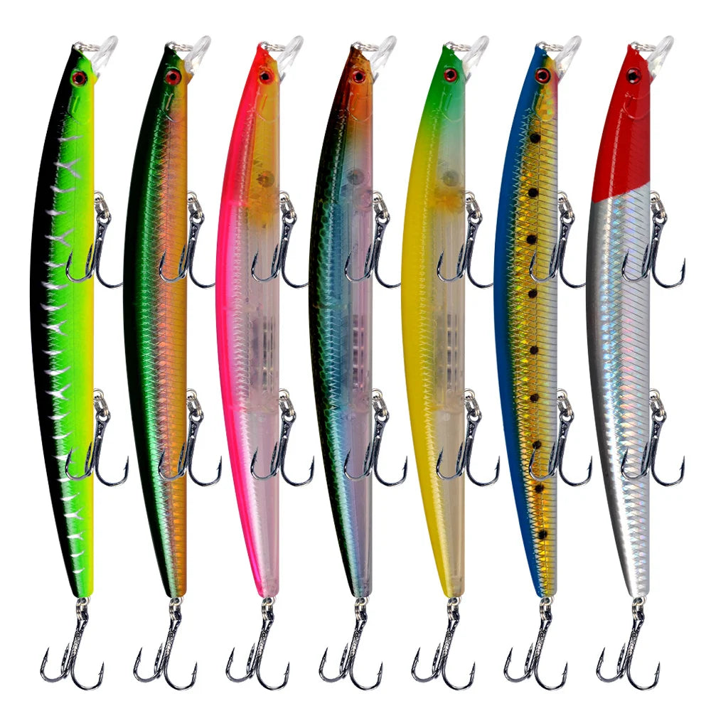 Lot De 7 Leurres Minnow Pour Pêche En Eau Salée