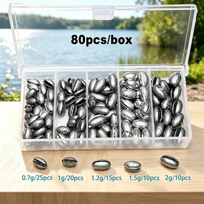 Lot De 80 Plombs Fendus Ovales Pour Pêche — photo 2
