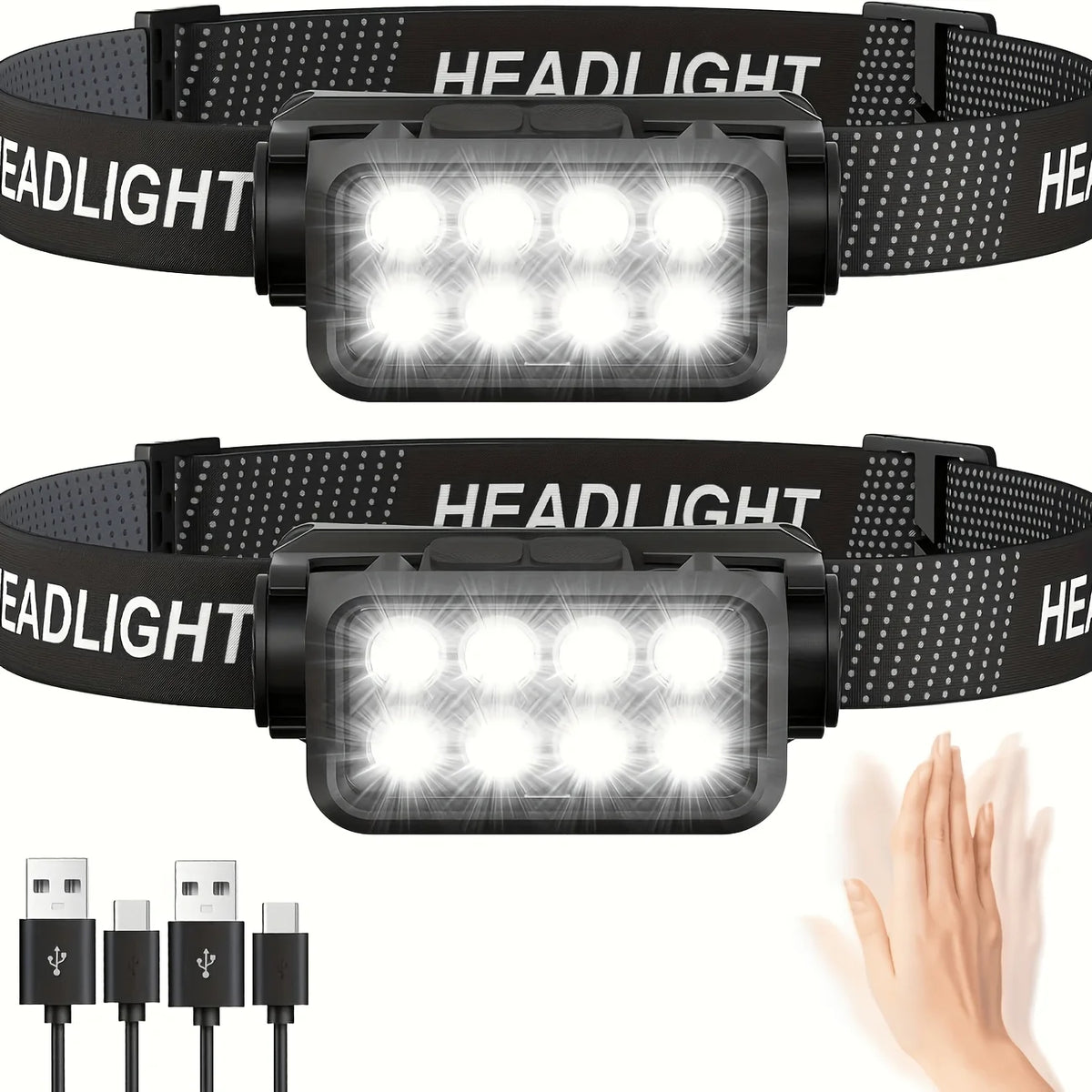 Lot De Deux Lampes Frontales LED Rechargeables USB
