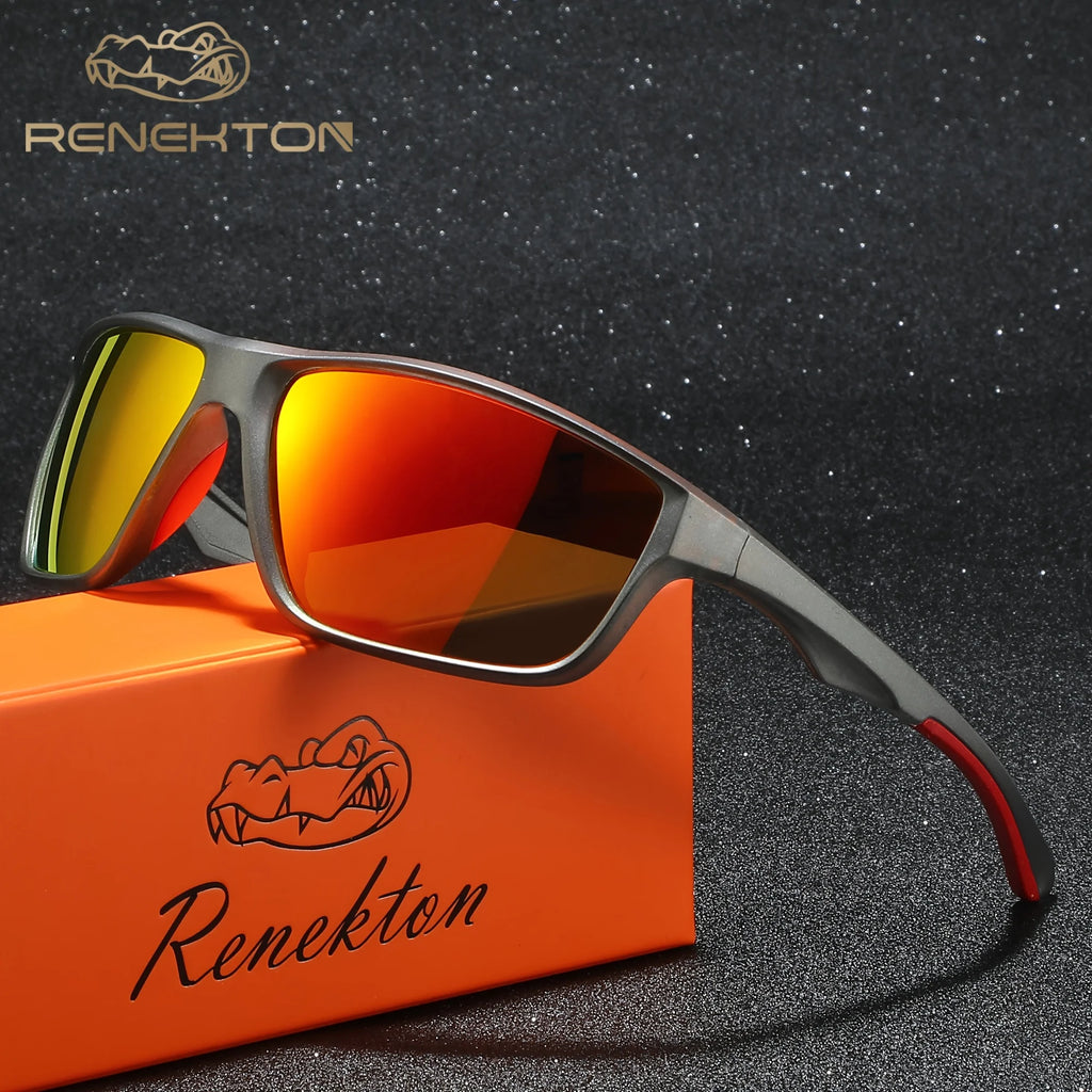 Lunettes de Soleil Polarisées Gris Dégradé pour Homme — Gris Monture Rouge