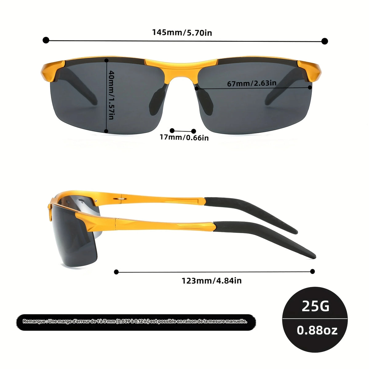 Lunettes de Soleil Polarisées Sans Monture en Alliage — photo 5