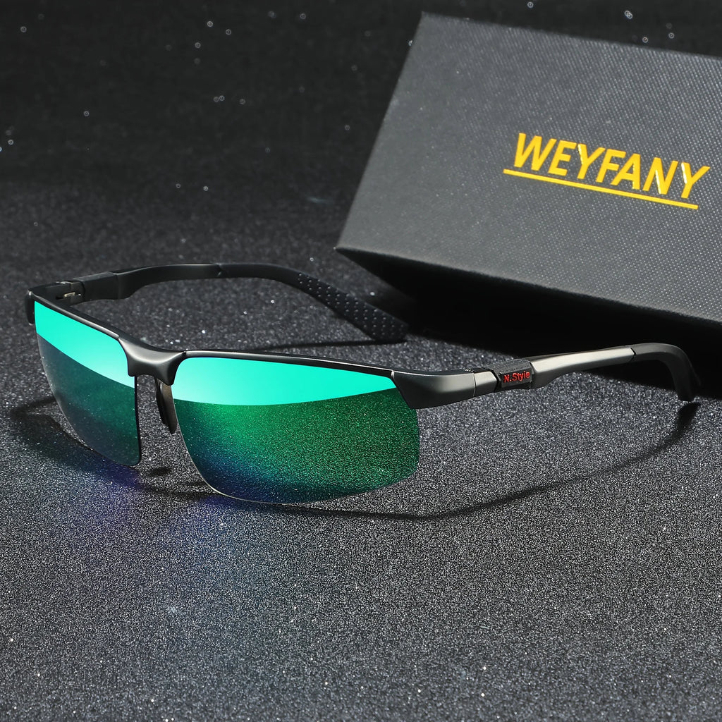 Lunettes de Soleil Polarisées Sans Monture en Aluminium-Magnésium — Noir Vert Pistolet, photo 11